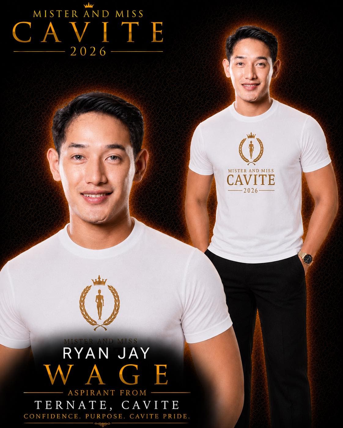 Portrait of Ryan Jay Wage, Mister Cavite candidate from Ternate