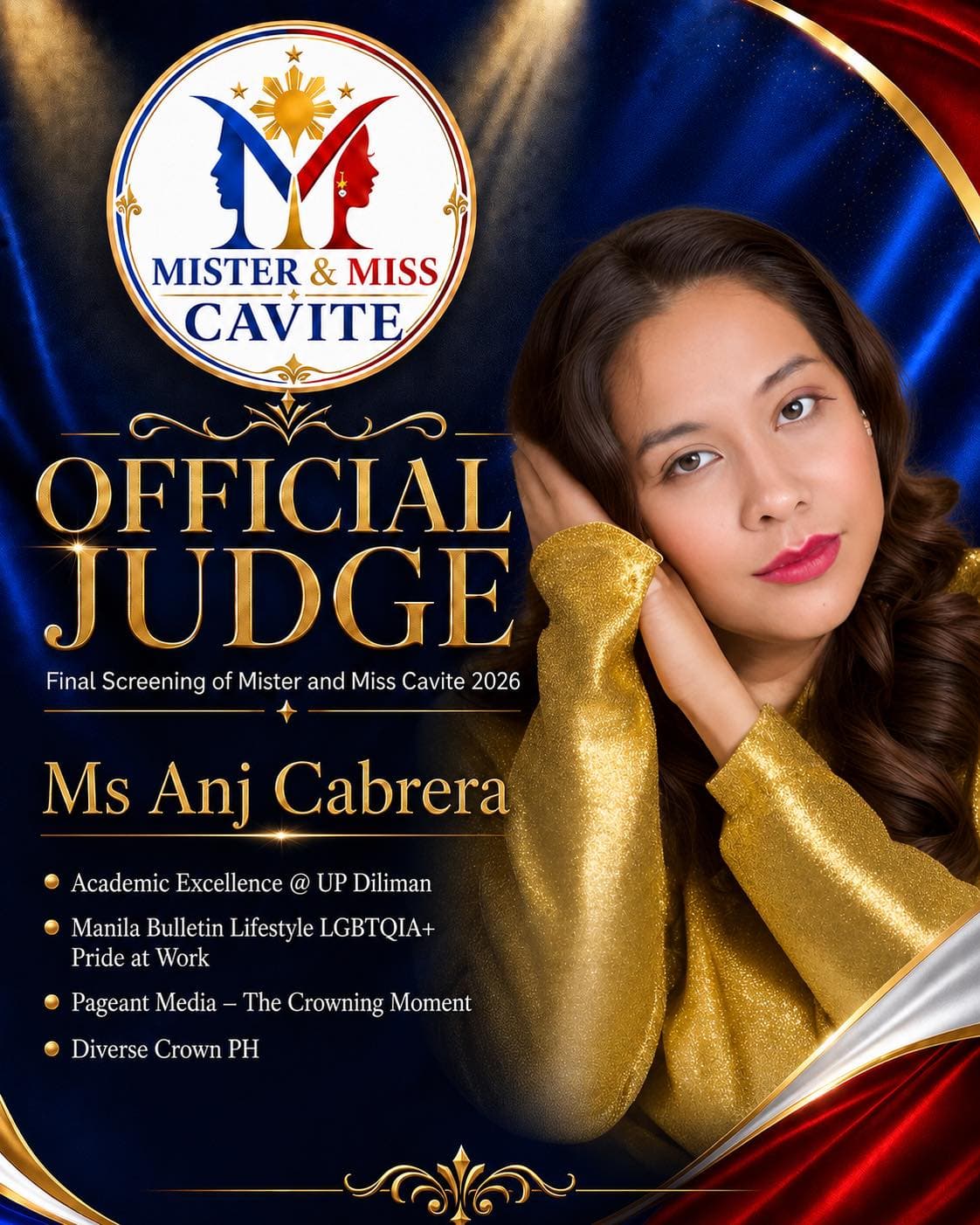 Portrait of Anj Cabrera, judge of Mister & Miss Cavite
