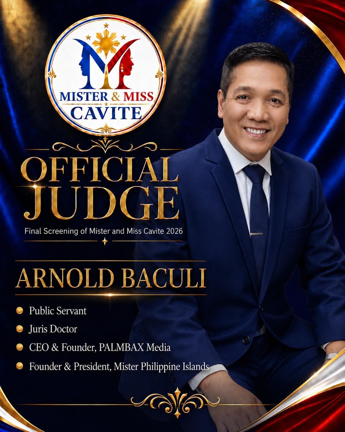 Portrait of Arnold Baculi, judge of Mister & Miss Cavite
