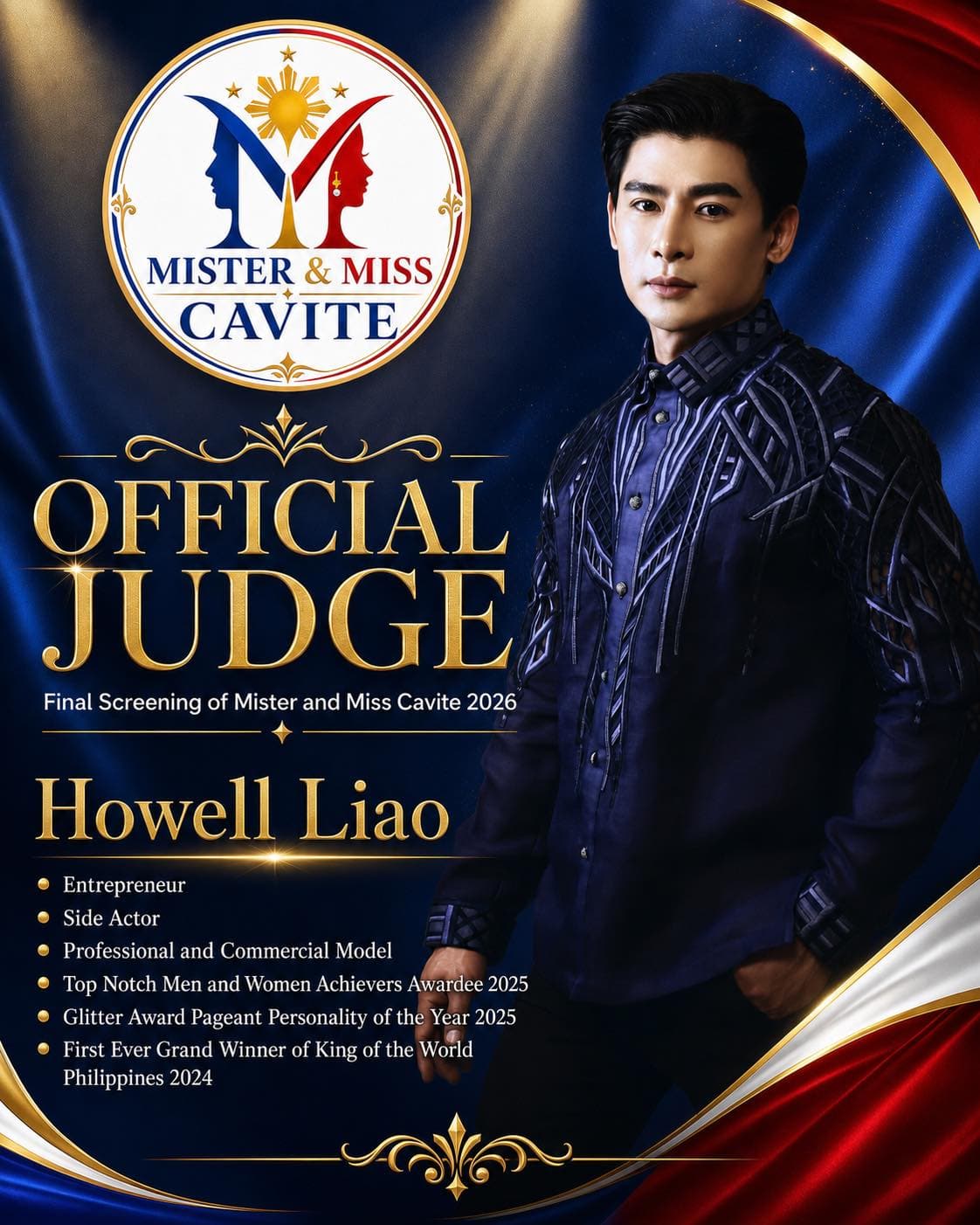 Portrait of Howell Liao, judge of Mister & Miss Cavite