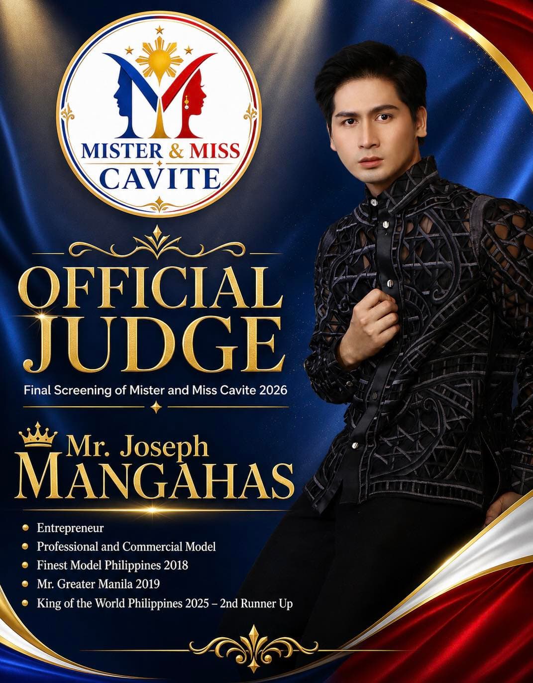 Portrait of Joseph Mangahas, judge of Mister & Miss Cavite