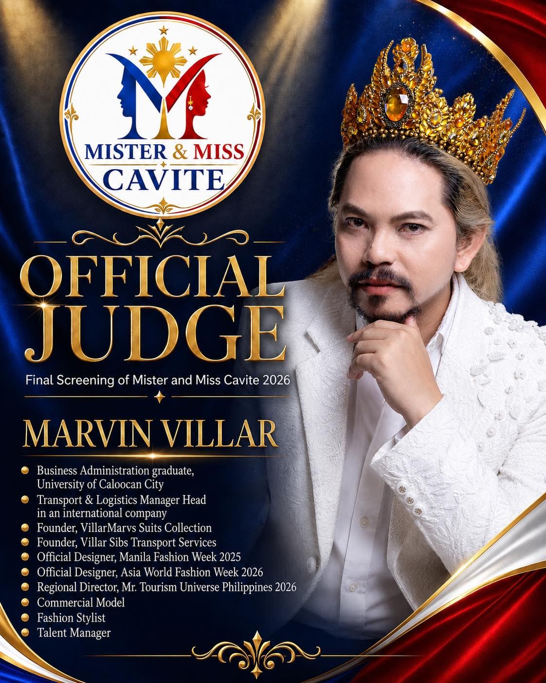 Portrait of Marvin Villar, judge of Mister & Miss Cavite