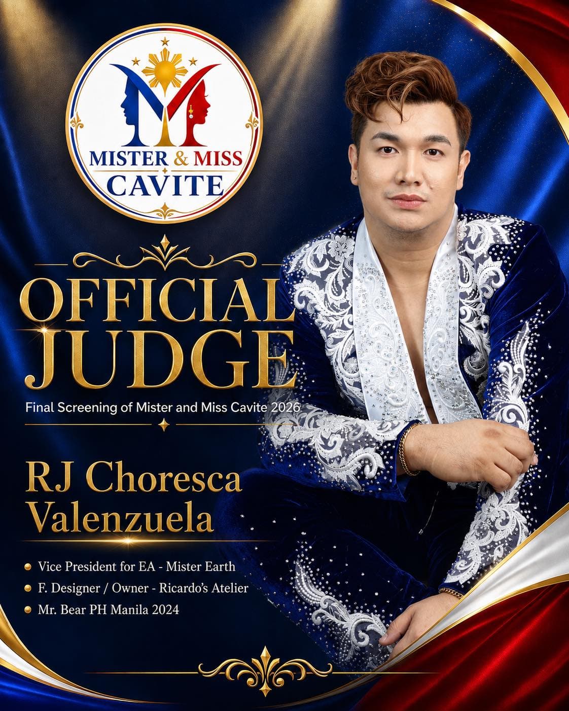 Portrait of RJ Choresca Valenzuela, judge of Mister & Miss Cavite