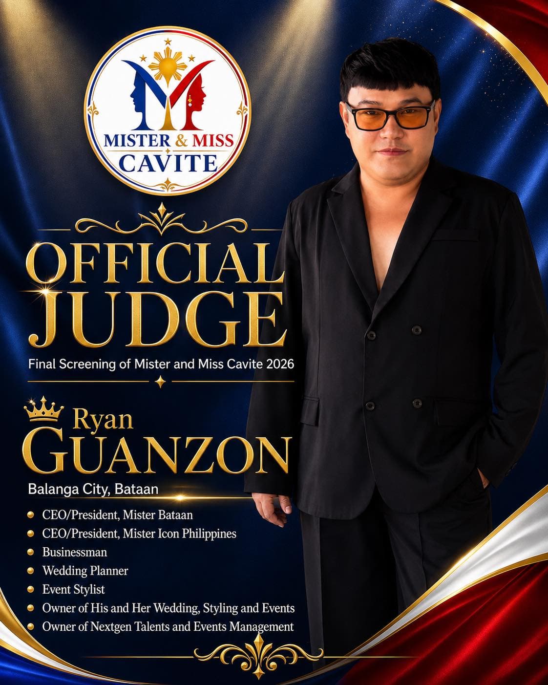 Portrait of Ryan Guanzon, judge of Mister & Miss Cavite
